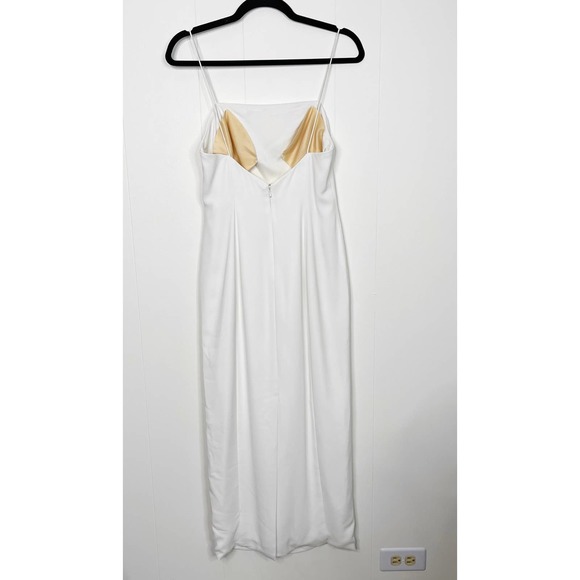 Fame and Partners Midi Slip Dress White US 6 Square Neck Bridal Bachelorette - Picture 2 of 14